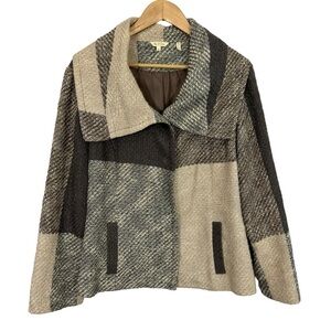 NIC+ZOE Fall Jacket Womens M Neutrals Linen Blend Classy Professional Woven VGUC